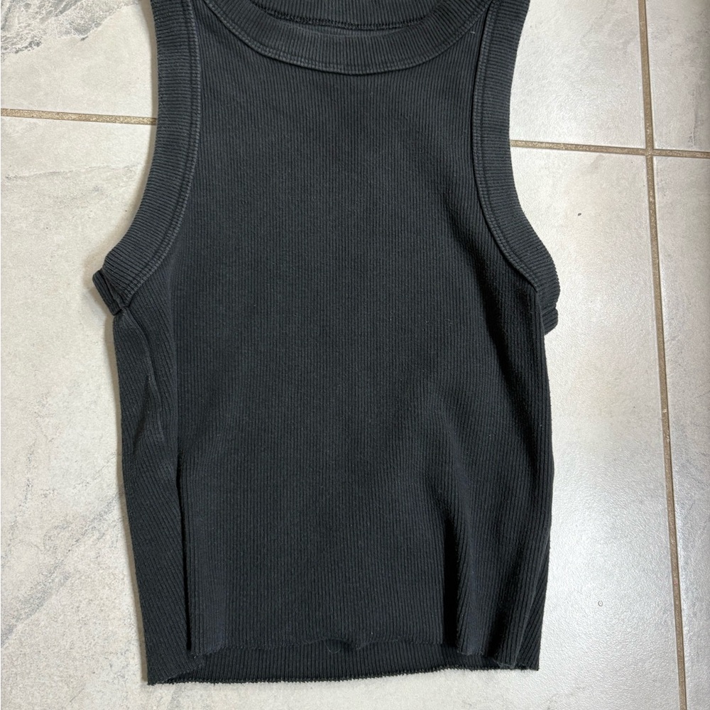 Black Sleeveless Ribbed Top